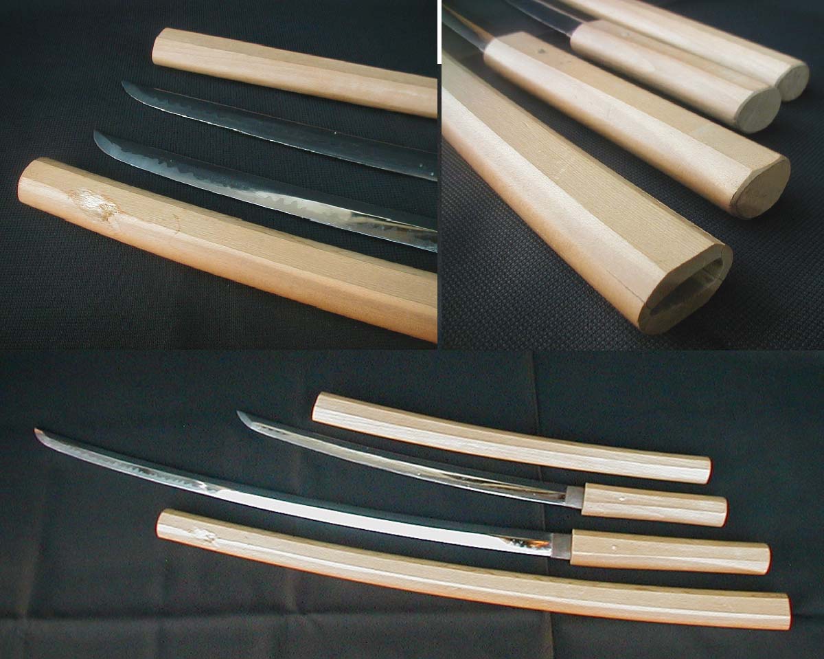 白鞘 模造刀 全長100㎝ 鍔無し 時代劇 B-1